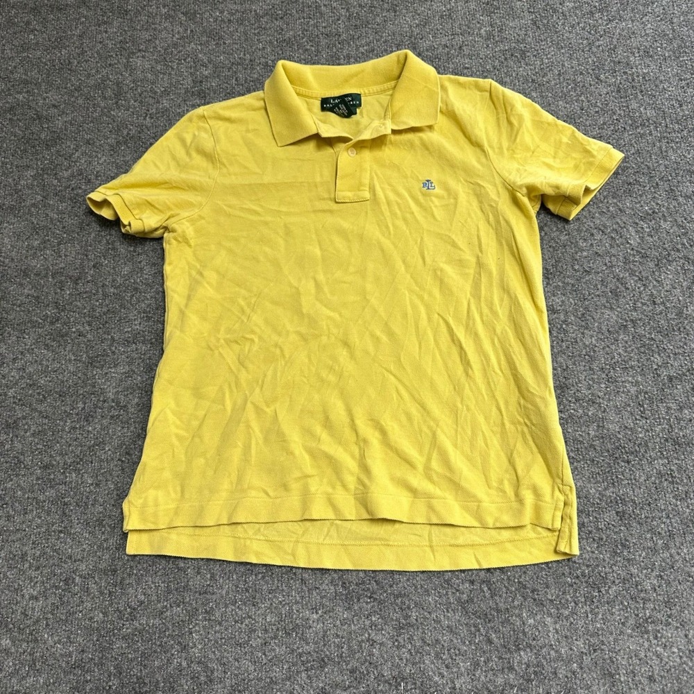 Lauren Ralph Lauren Polo Womens Size S Yellow Cotton Short Sleeve USA Made Logo